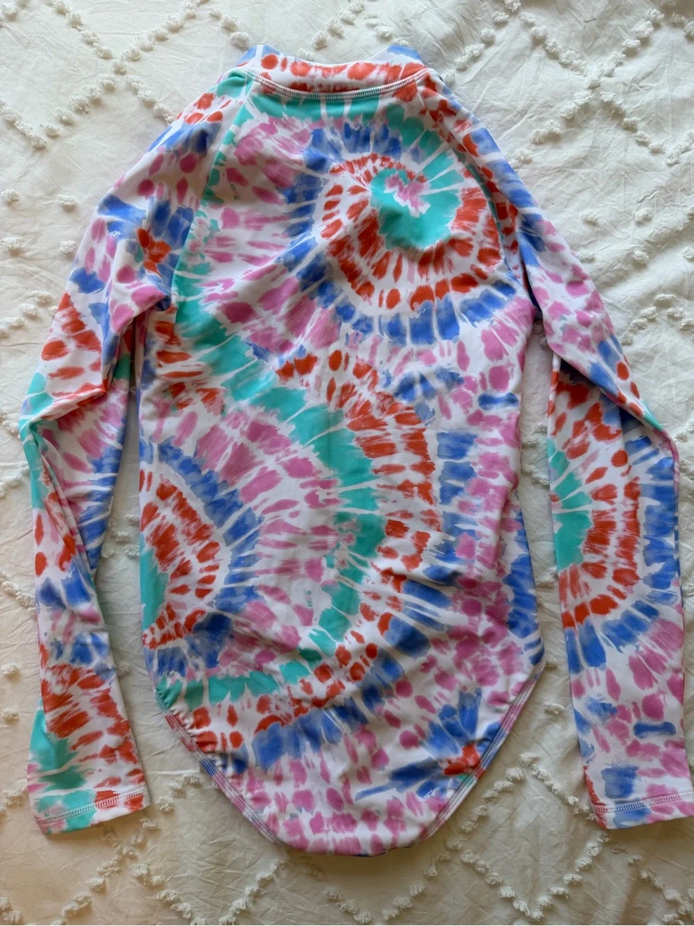 Crewcuts Girls Tie-Dye Long-Sleeve Swim Rashguard in Pink, Purple, Teal, Orange